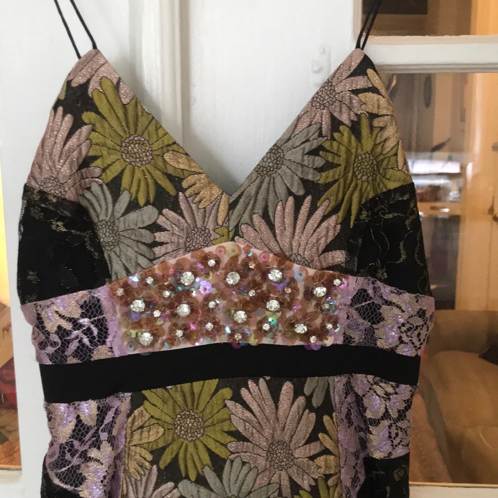Multicolored bejeweled cocktail dress